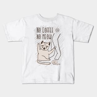 No Coffee No Meow for Coffee Addicts Kids T-Shirt